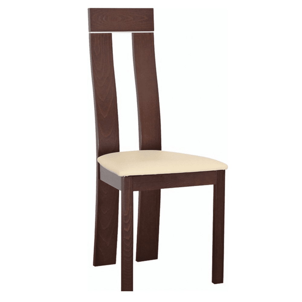 KONDELA Drevená stolička, orech / ekokoža béžová, DESI